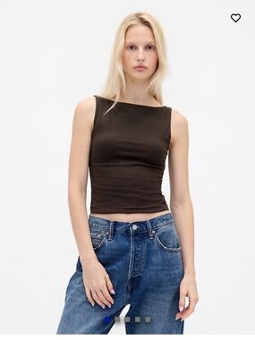 GAP CloseKnit Jersey Boatneck Crop Tank Top